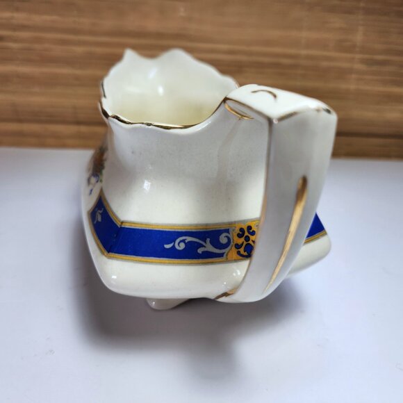 Myott Gravy Boat Dish MYO100 Fruit in Urn Blue Band Scalloped Edge Staffordshire - Picture 4 of 7